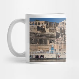 The Grand Harbour waterfront at Valletta, Malta Mug